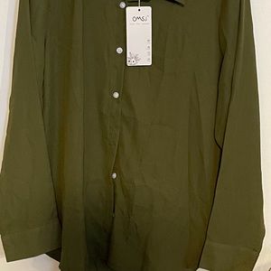 Omsj Olive green button down blouse.